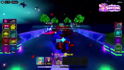 Anime Mysterious neon lobby walk with Summon, Units, and the six-unit hotbar